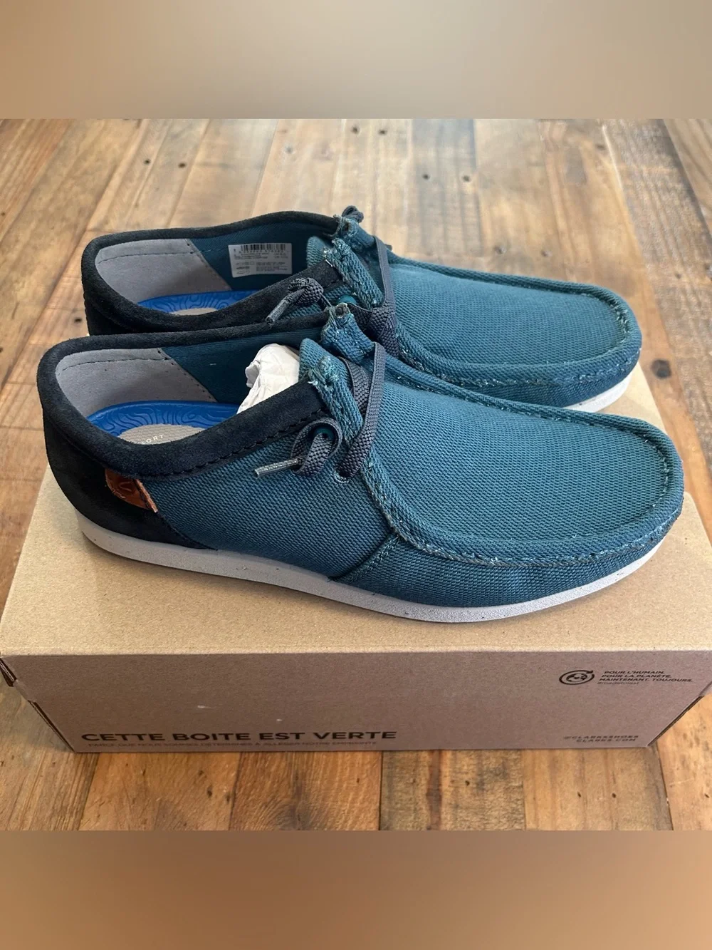 New Clarks SHACRELITE Moc Loafers Blue Size 10M Men’s Shoes Slip On Casual